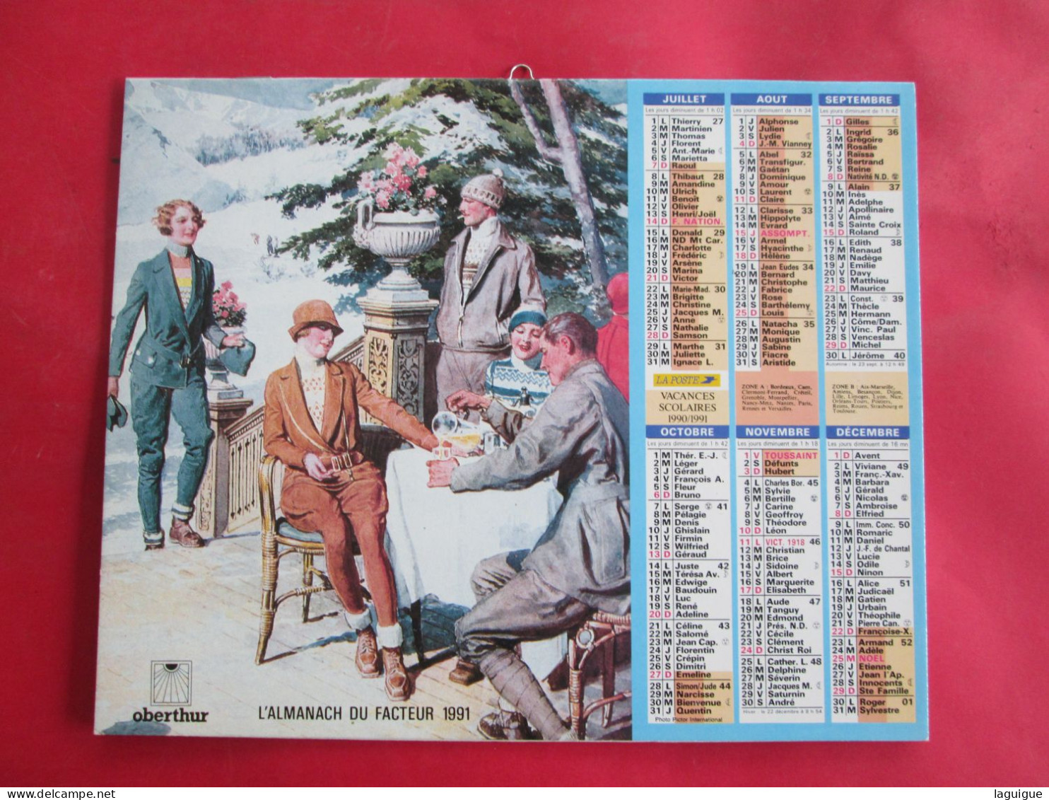 CALENDRIER ALMANACH 1991 OBERTHUR PHOTOS ANCIENNES VINTAGE FEMMES PERSONNAGES APERITIF - Big : 1991-00