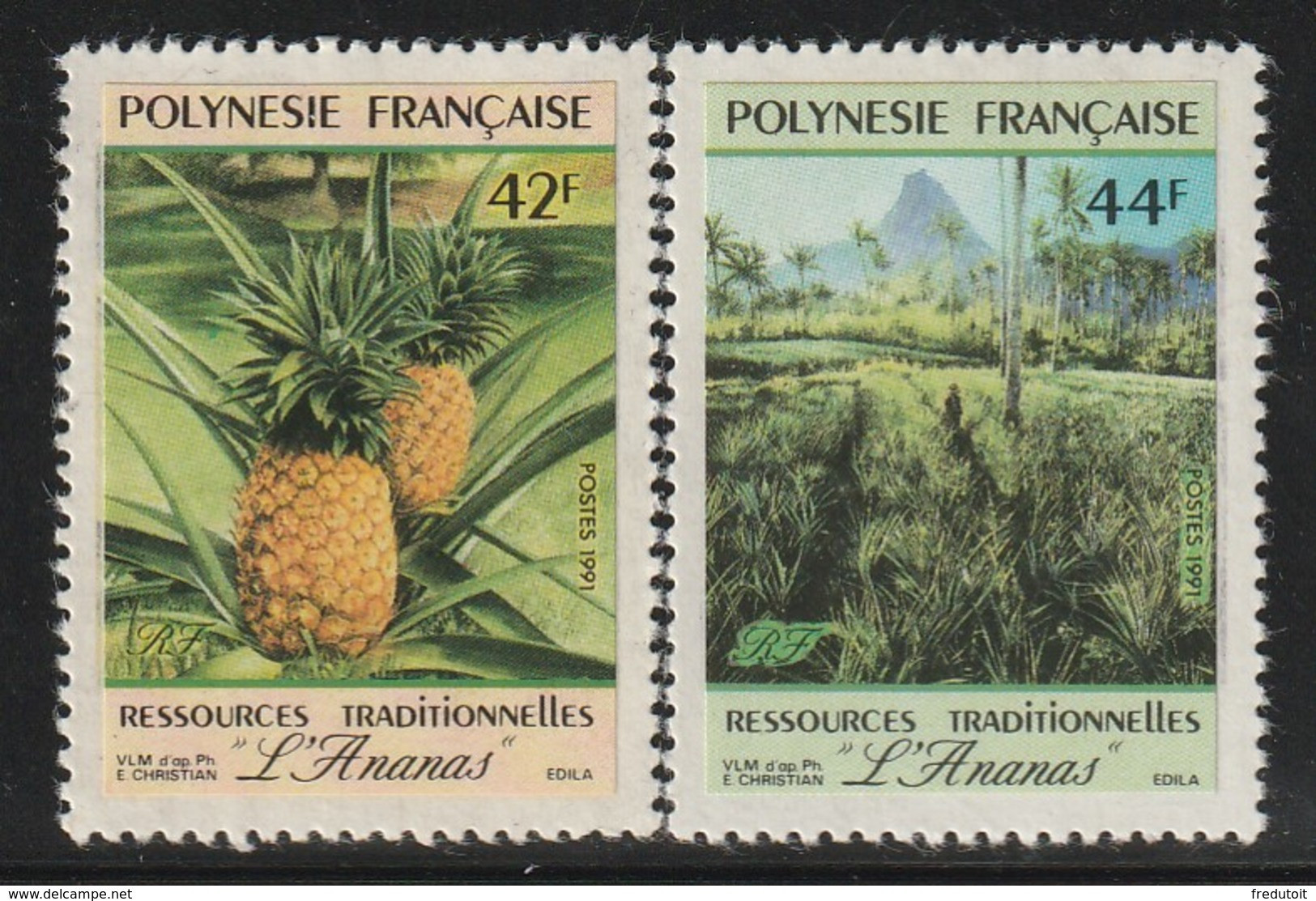 POLYNESIE - N° 374/5 ** (1991) L'ananas - Neufs