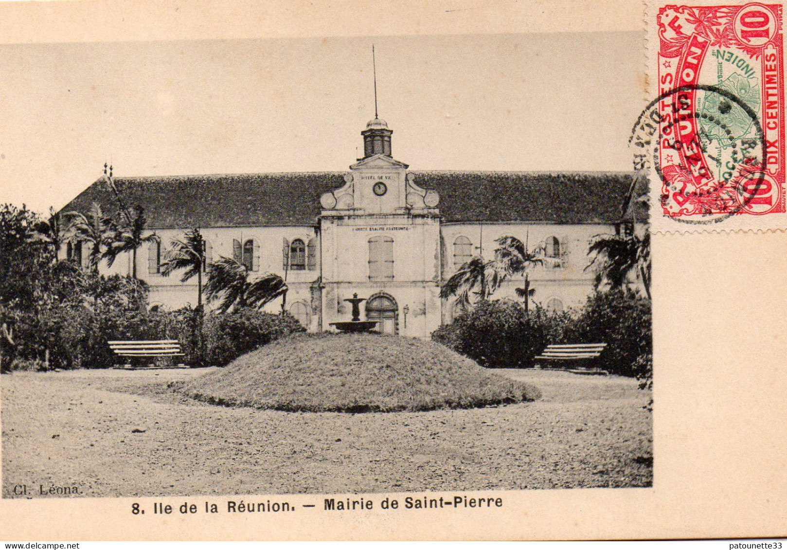 ILE DE LA REUNION MAIRIE DE SAINT PIERRE  CARTE TIMBREE CLICHE UNIQUE - Saint Pierre