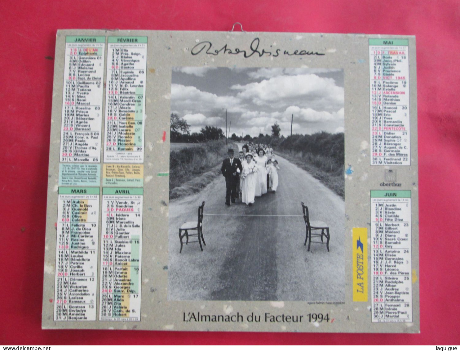 CALENDRIER ALMANACH 1991 OBERTHUR ROBERT DOISNEAU MARIAGE COMMUNION - Grossformat : 1991-00