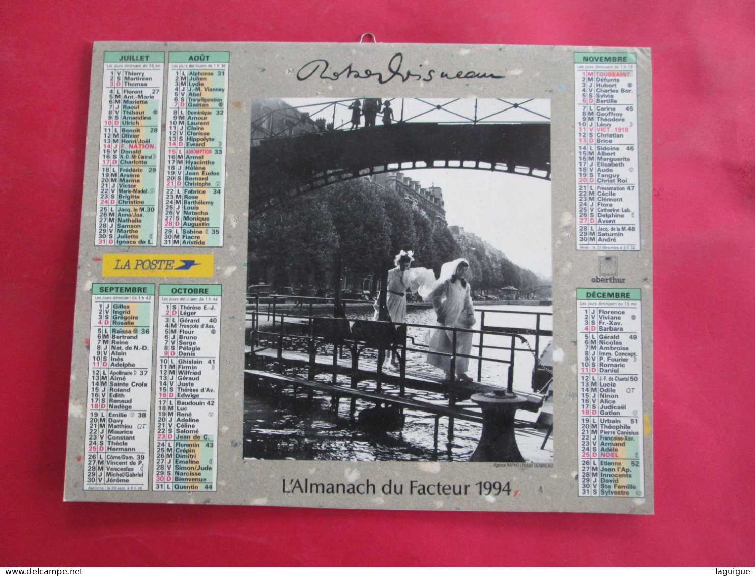 CALENDRIER ALMANACH 1991 OBERTHUR ROBERT DOISNEAU MARIAGE COMMUNION - Big : 1991-00