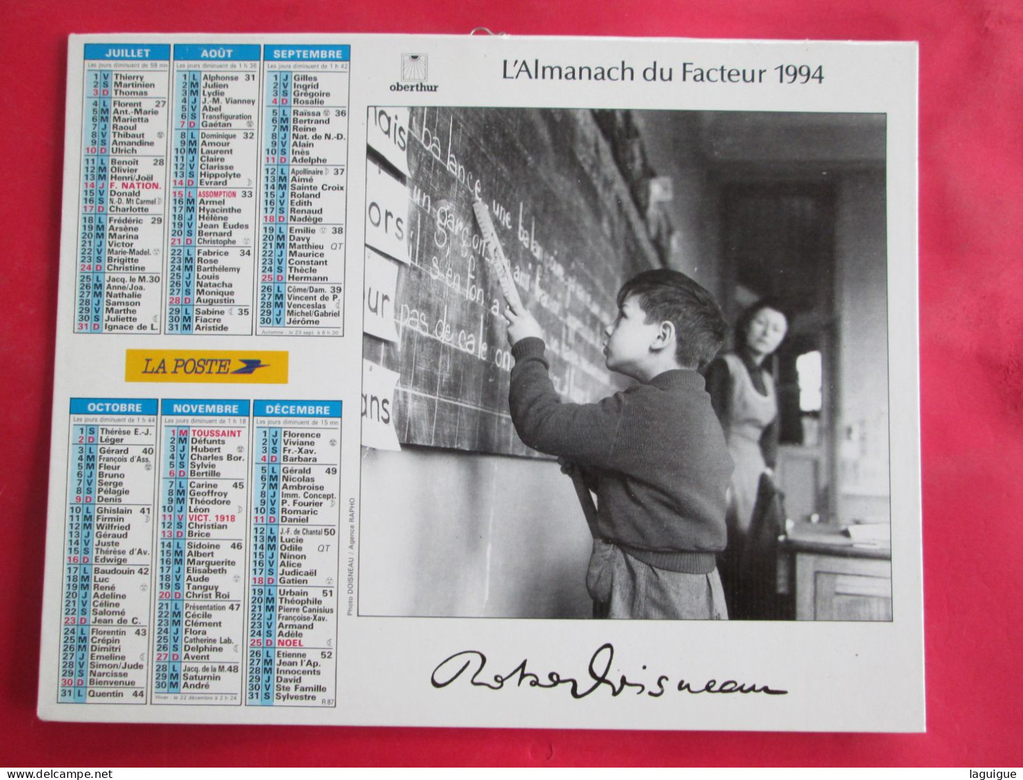 CALENDRIER ALMANACH 1994 OBERTHUR ROBERT DOISNEAU ENFANTS A L'ECOLE ENFANTS S'AMUSENT - Grossformat : 1991-00