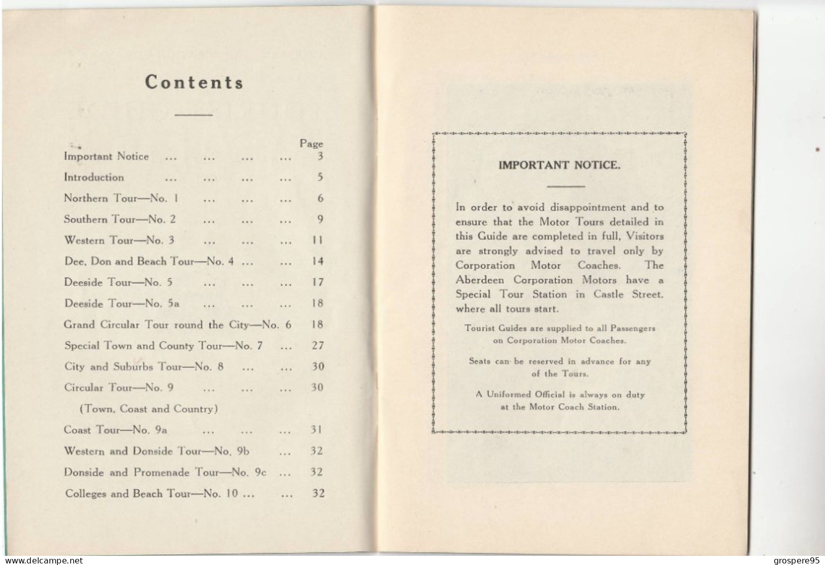 ECOSSE ABERDEEN CORPORATION TRAMWAYS & MOTORS TOURIST GUIDE MARISCHAL STREET ALFRED SMITH GENERAL MANAGER RARE - Dépliants Turistici