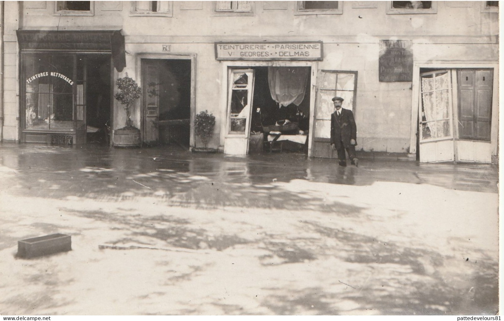 CPA-PHOTO (92) Ou (65) ? Devanture Teinturerie Parisienne Vve Georges DELMAS Avenue De La Gare Le Matin Inondations - Inondations