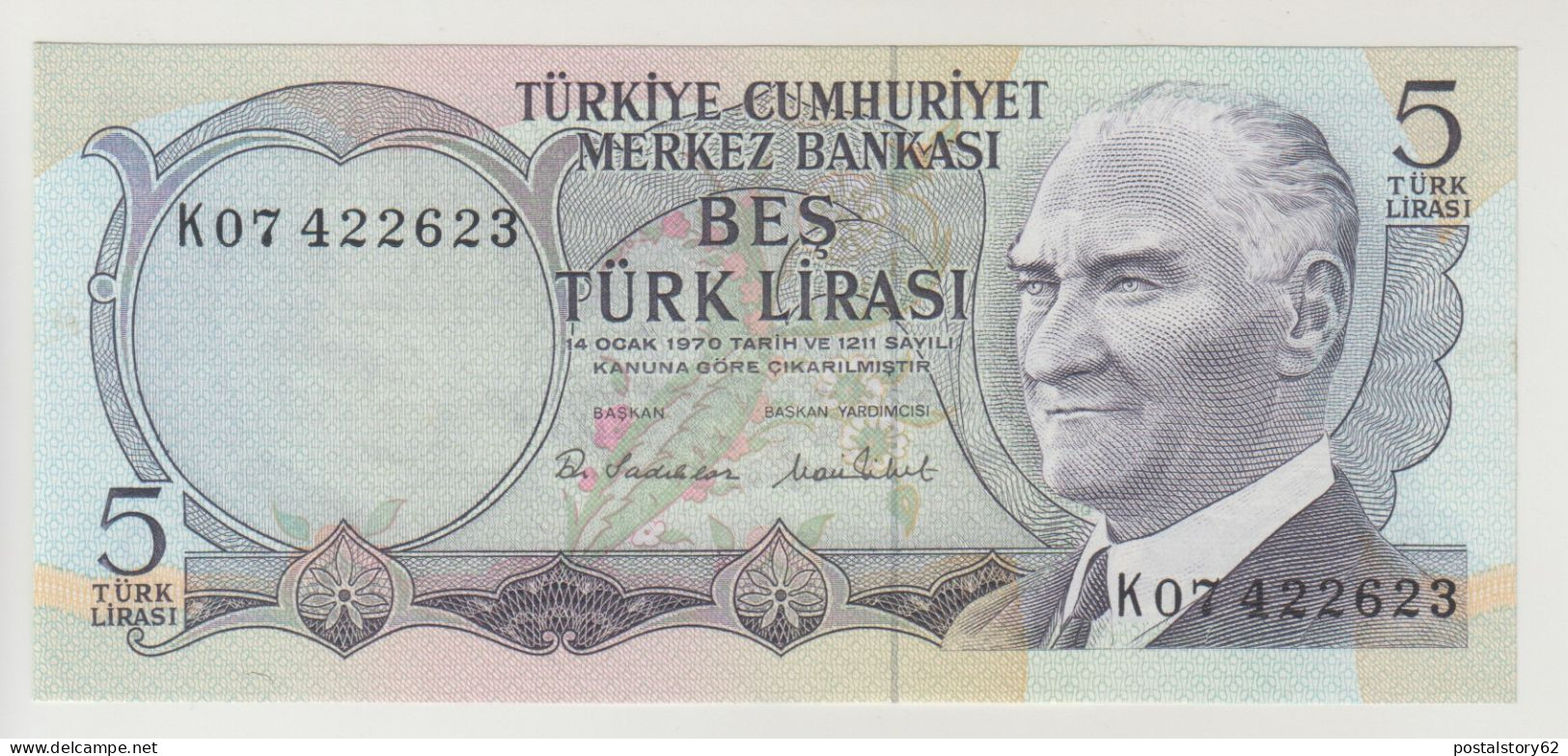 Turchia, Banconota Da 5 Lira  Anno 1976 Pick 185 Cons. FDS - Turquie