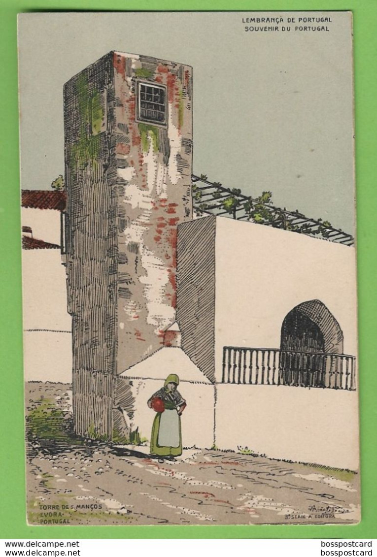 Évora - Torre De S. Mancos - Costumes Portugueses - Ilustração - Ilustrador - Portugal - Evora
