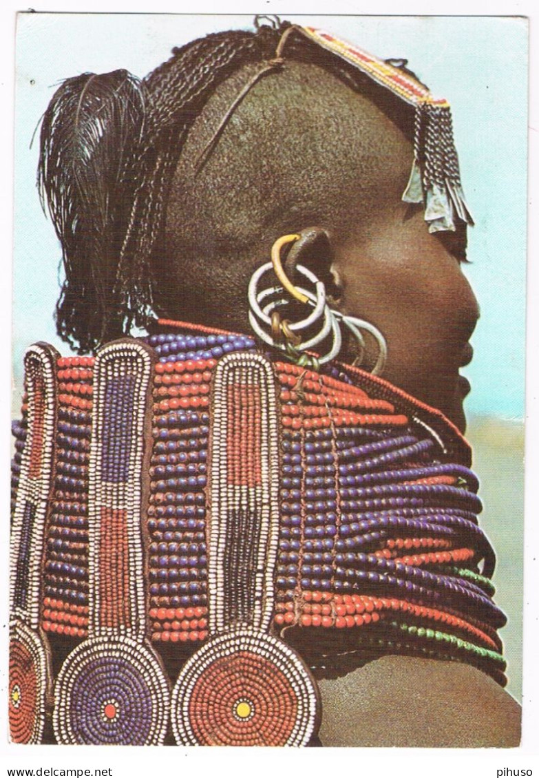 AFR-1665  TURKANA GIRL With Necklaces - Kenya