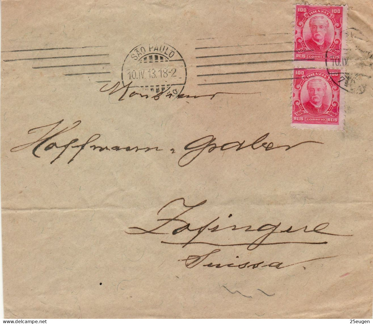 BRAZIL 1913  LETTER SENT FROM SAO PAULO TO ZOFINGEN - Covers & Documents