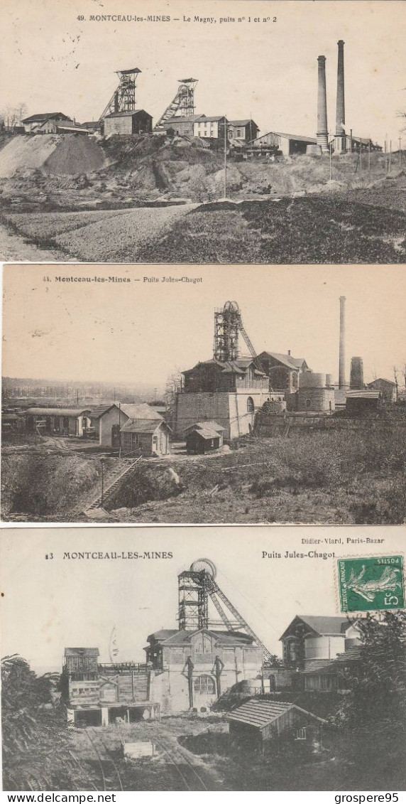 MONTCEAU LES MINES LE MAGNY PUITS N°1 ET N°2 + PUITS JULES CHAGOT 3 CPA - Montceau Les Mines