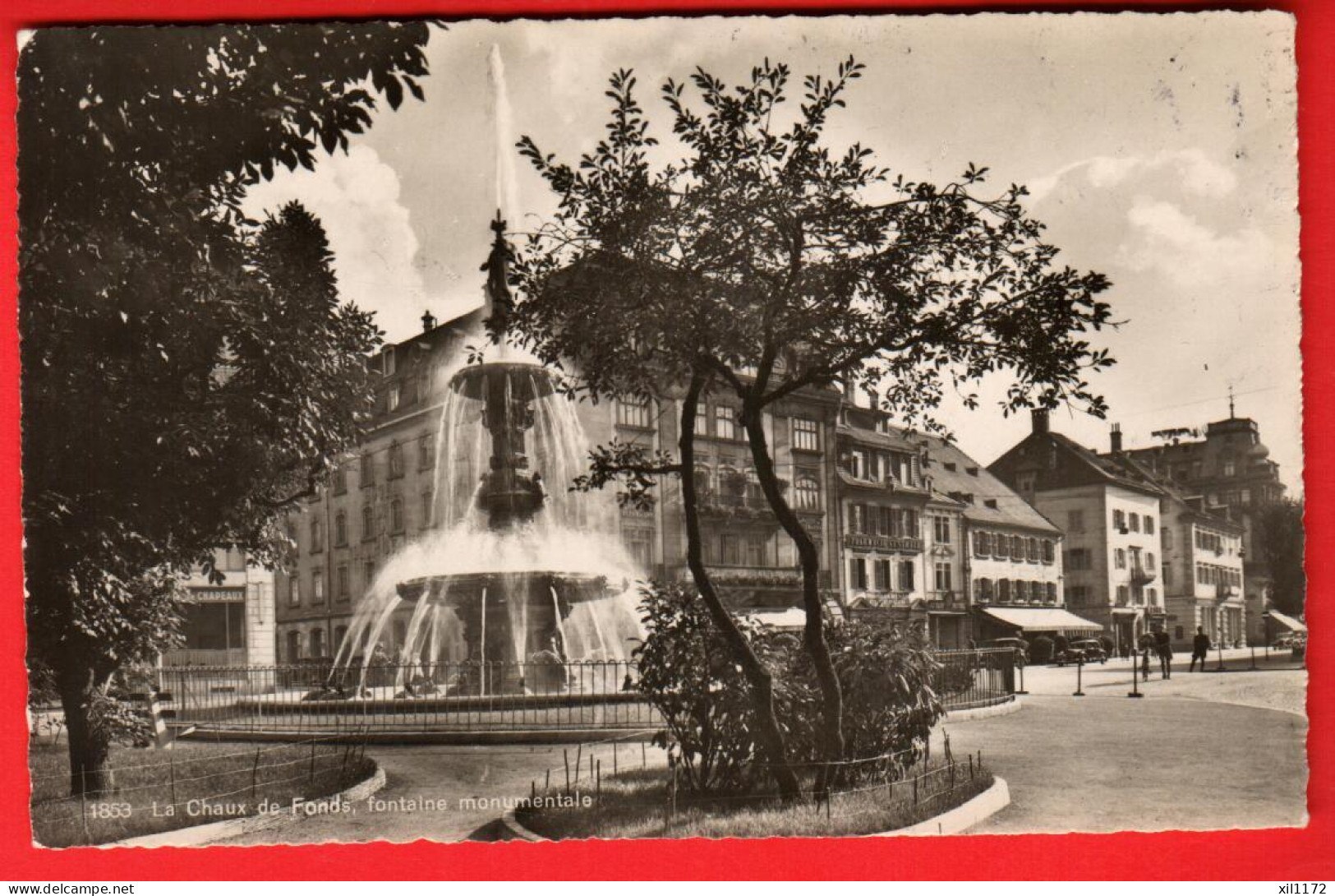 ZXE-26  La Chaux-de-Fonds Fontaine Monumentale. Cachet Santé Et Joie De Vivre Par Les Sports D'hiver Circ. 1949 Sartori  - Autres & Non Classés