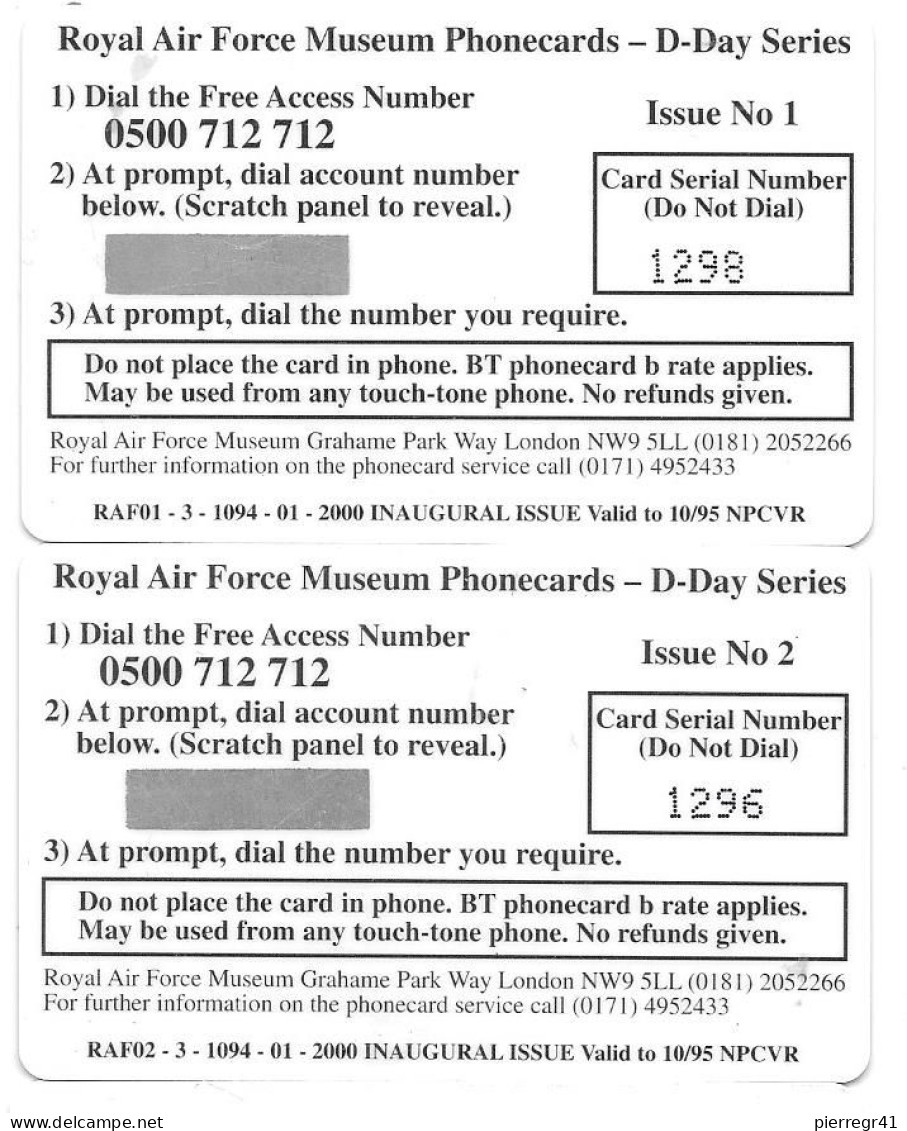 CARTE-PREPAYEE-GB-3£-AVIONS De GUERRE1940-RAF  MUSEE-Plastic Epais Glacé-Non Gratté Neuve- TBE/ - Airplanes