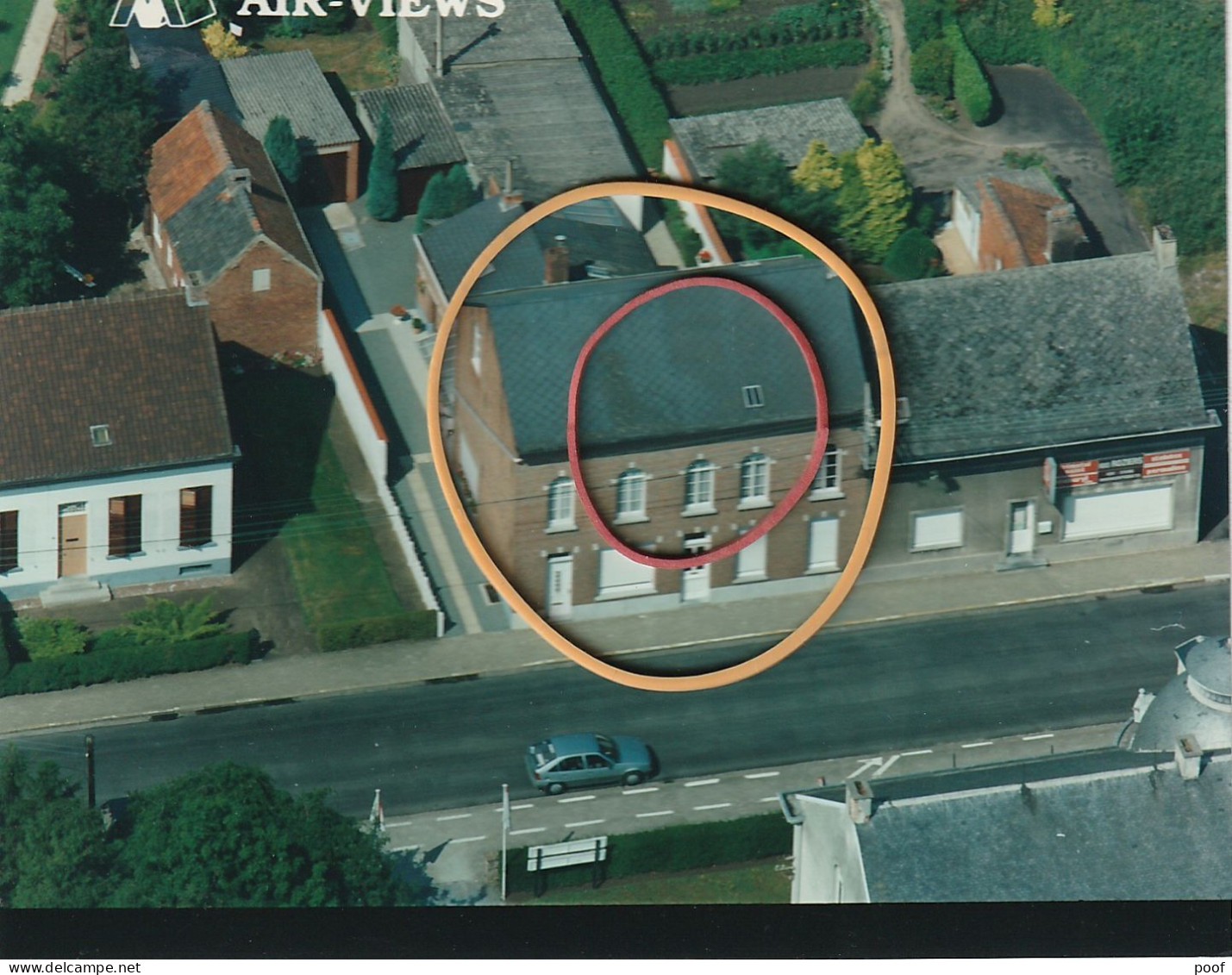 Luchtfoto Itegem : Hallaardstraat / Huis Roziers ( Verfwinkel ? ) - Heist-op-den-Berg