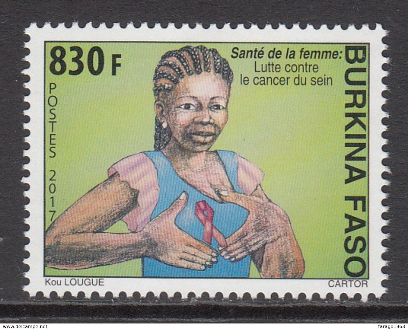 2017 Burkina Faso Breast Cancer Awareness Health Complete Set Of 1  MNH - Burkina Faso (1984-...)