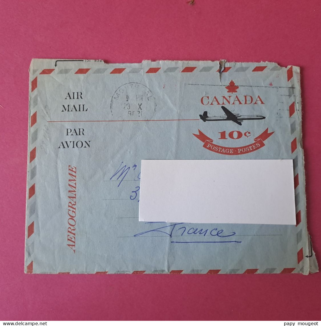 Aérogramme De Montréal Pour Paris 4ème France 23-10-1962 - Airmail