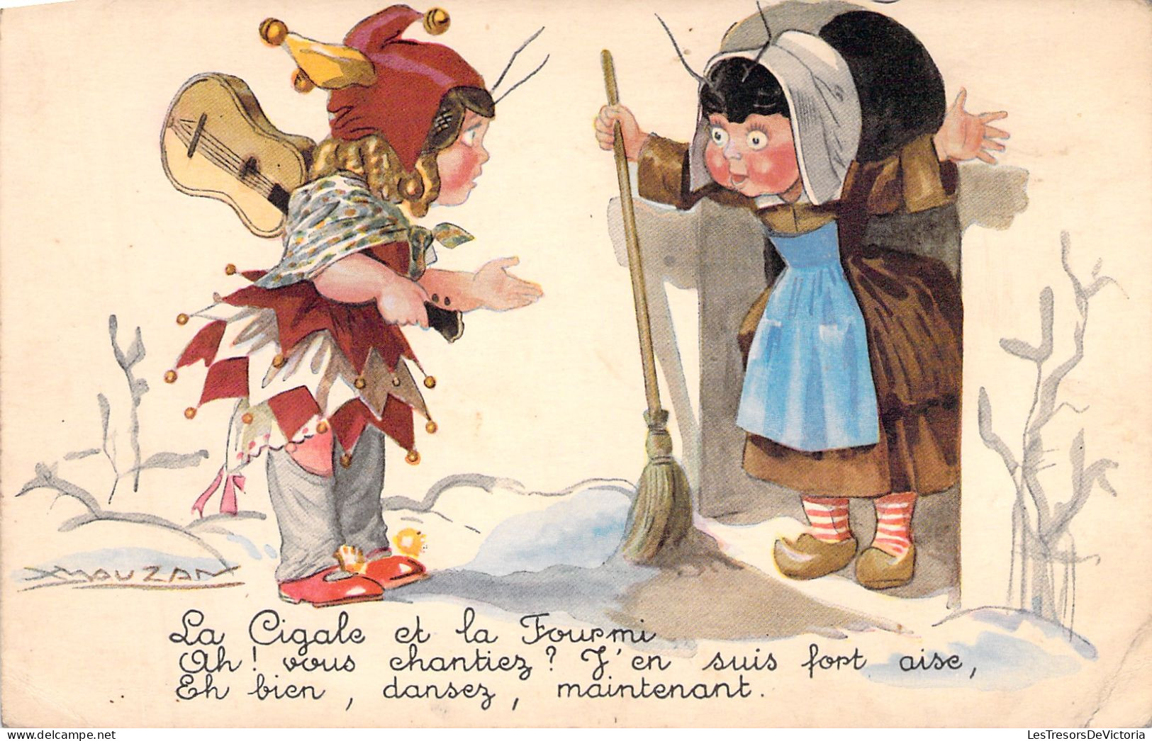 Illustrateur - Mauzan - La Cigale Et La Fourmi - Enfants Déguisés - Carte Postale Ancienne - - Mauzan, L.A.