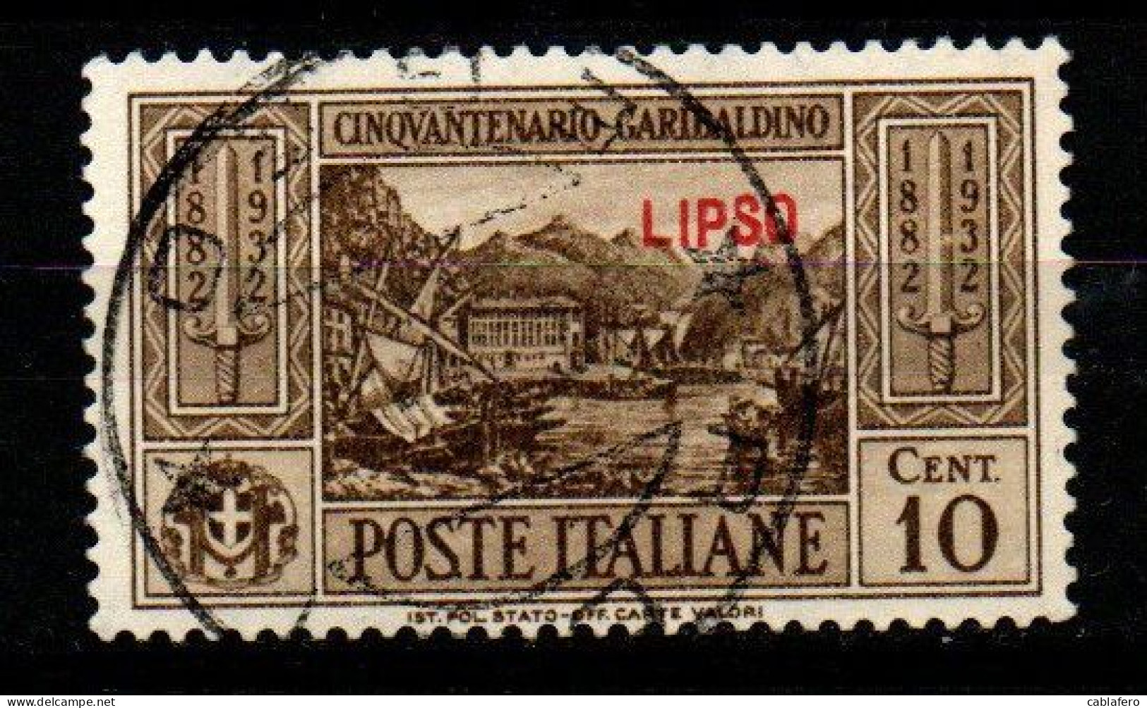 COLONIE ITALIANE - LIPSO - 1932 - GARIBALDI - 10 CENT. - USATO - Aegean (Lipso)