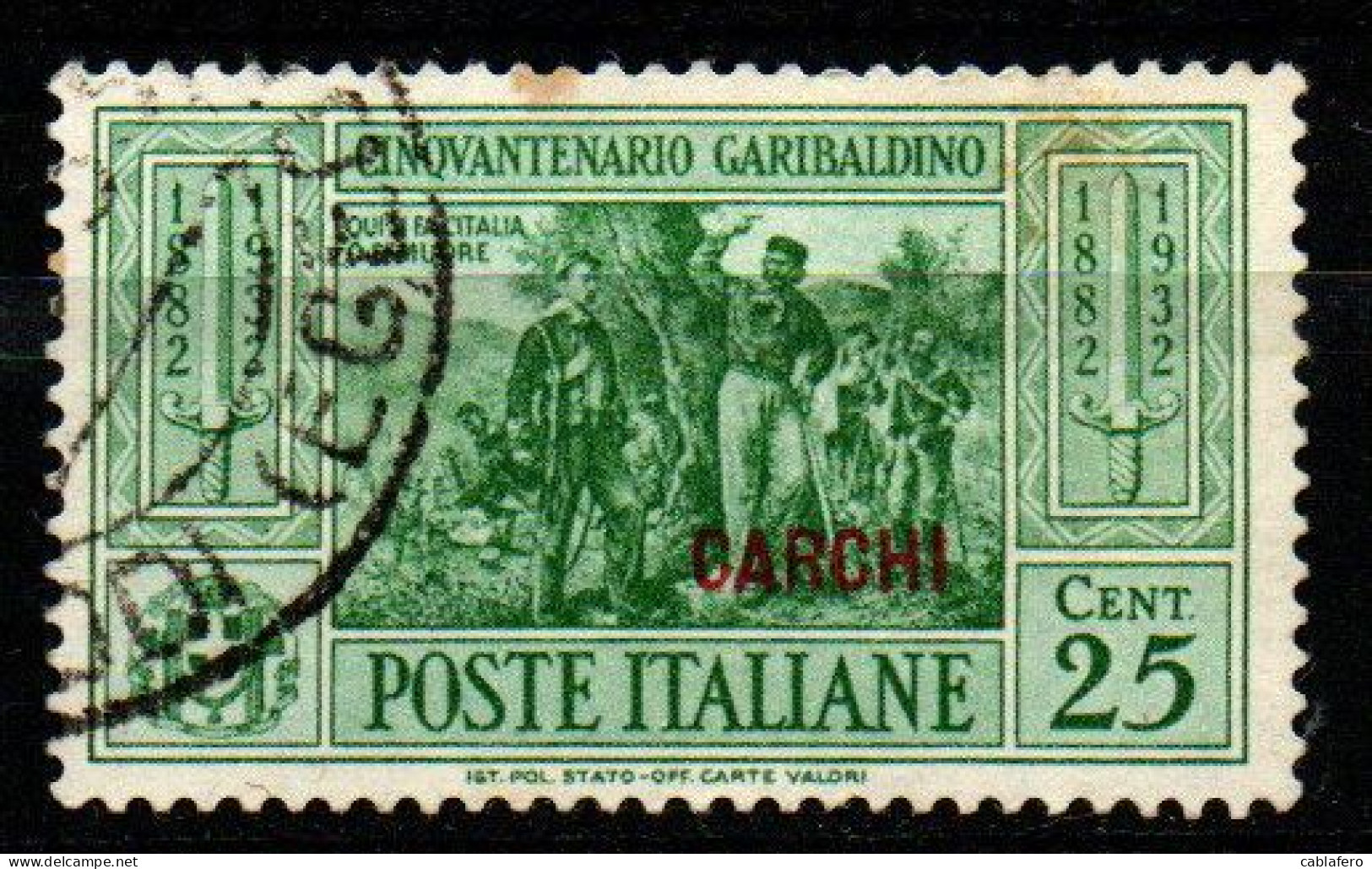 COLONIE ITALIANE - CARCHI - 1932 - GARIBALDI - 25 CENT. - USATO - Aegean (Carchi)