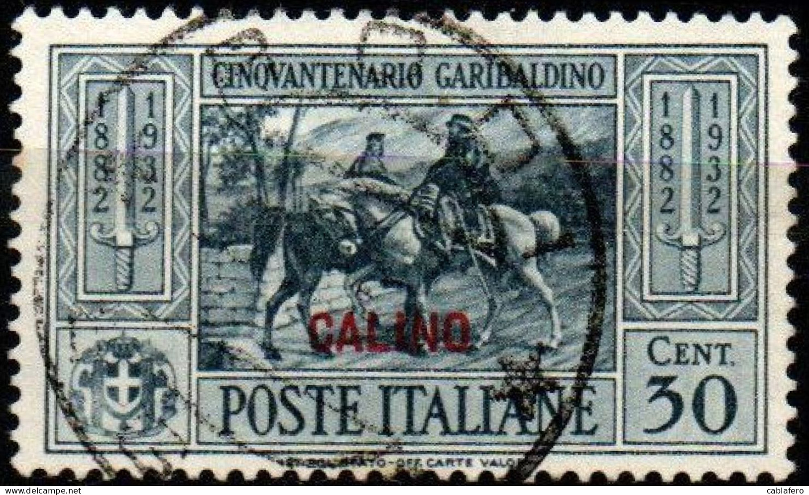 COLONIE ITALIANE - ISOLA DI CALINO - 1932 - GARIBALDI - 30 CENT. - USATO - Aegean (Calino)