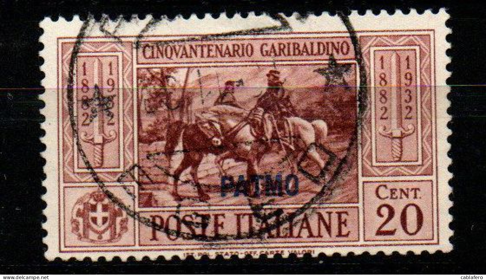 ITALIA - PATMO - 1932 - GARIBALDI - 20 CENT. - USATO - Egée (Patmo)