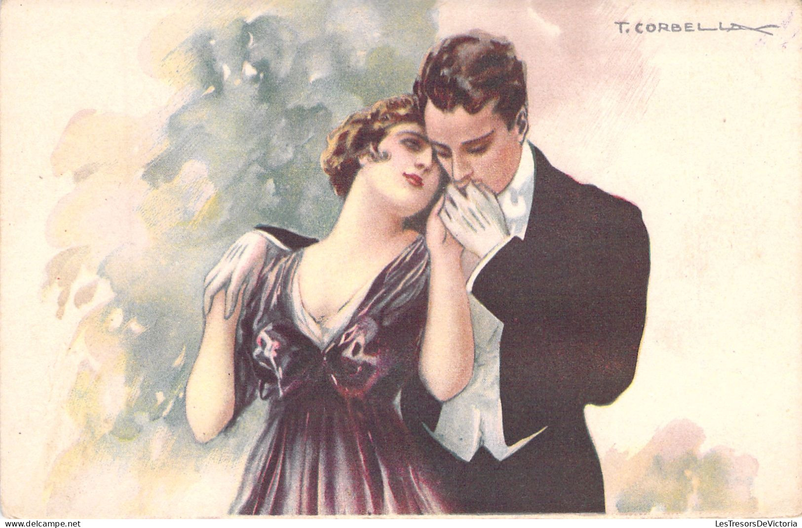 Illustrateur  - Corbella - Couple - Homme Qui Embrasse La Main De Sa Femme - Carte Postale Ancienne - - Corbella, T.