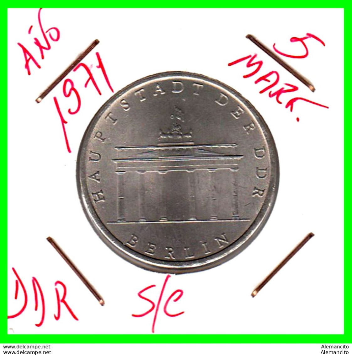 ( GERMANY DDR ) REPUBLICA DEMOCRATICA DE ALEMANIA ( RDA ) MONEDAS DE 5-DM AÑO 1971 KM 22.MONEDA SIN CIRCULAR HAUPTSTADT - 5 Mark