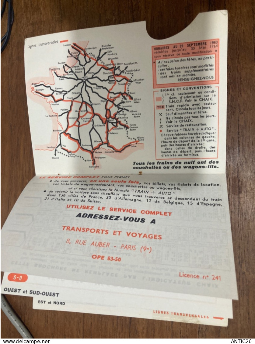 SNCF HORAIRE TRAIN LES TRAINS D'AFFAIRES TEE  TRANS EUROP EXPRESS 1963-64 HIVER - Chemin De Fer