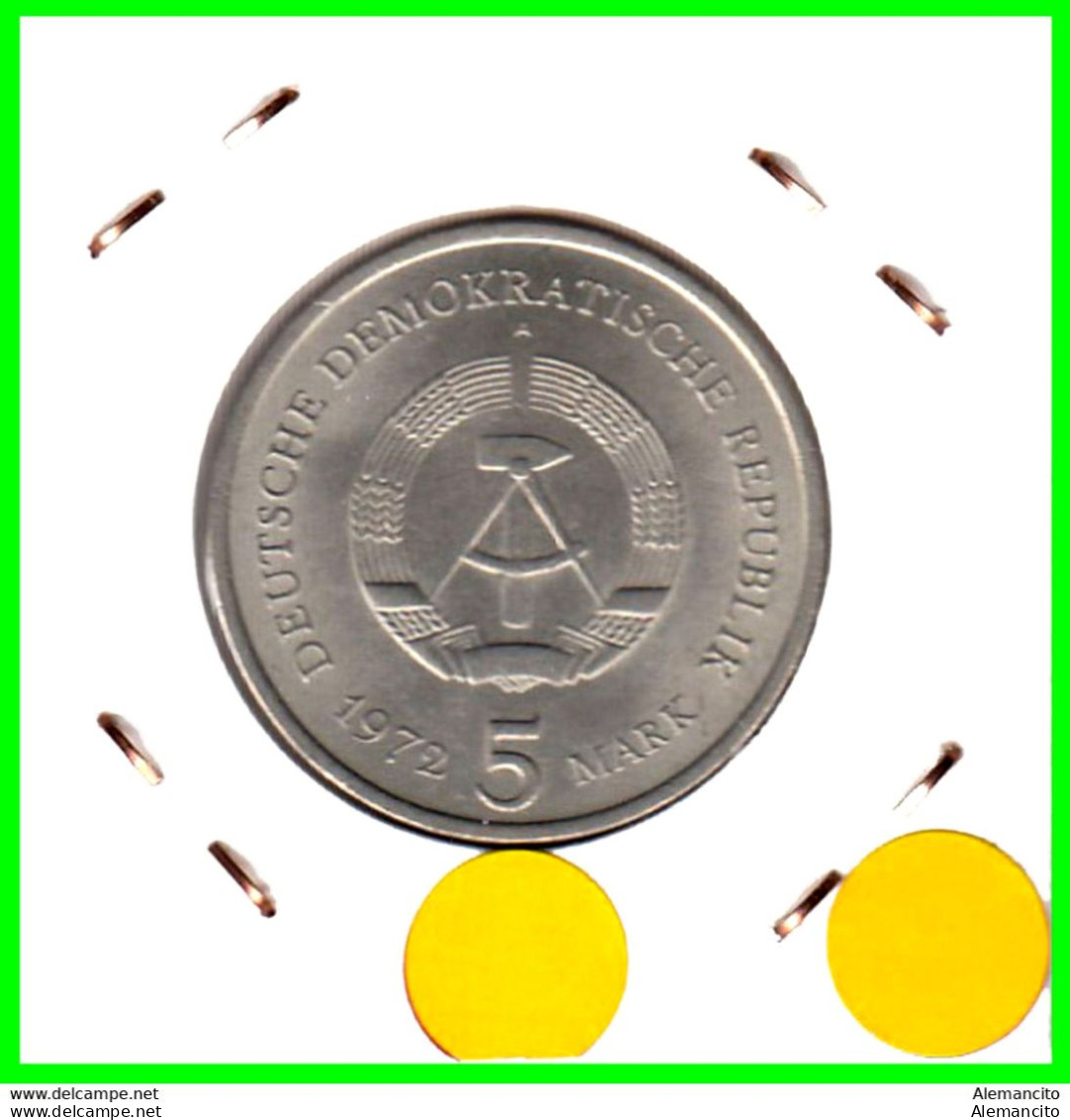 ( GERMANY DDR ) REPUBLICA DEMOCRATICA DE ALEMANIA BERLIN ( RDA ) MONEDAS DE 5-DM AÑO 1972 KM-37 SIN CIRCULAR - 5 Marchi