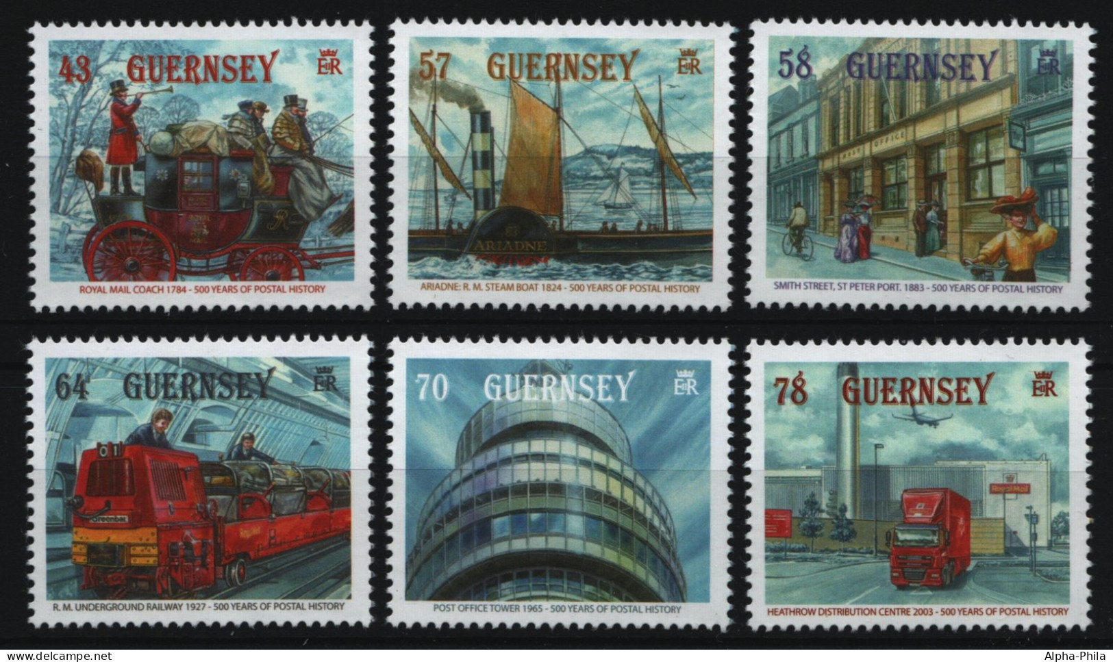 Guernsey 2016 - Mi-Nr. 1580-1585 ** - MNH - 500 Jahre Britische Post - Guernesey