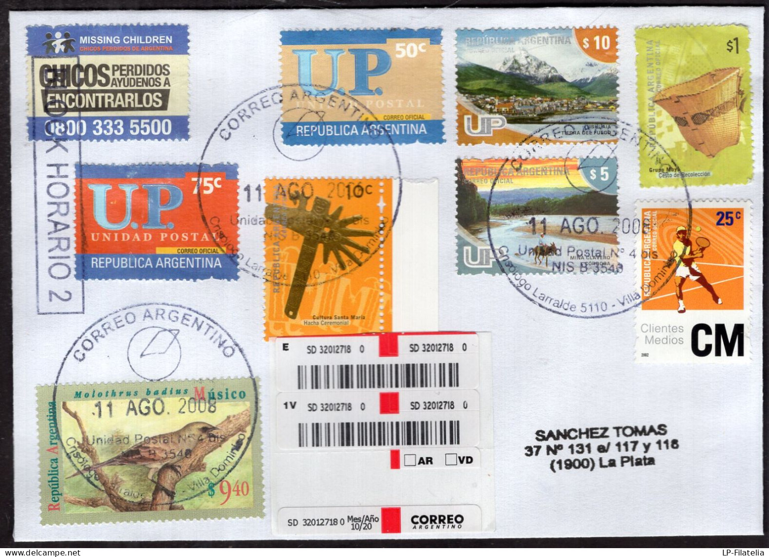 Argentina - 2008 - Letter - Diverse Stamps - Certified - Storia Postale