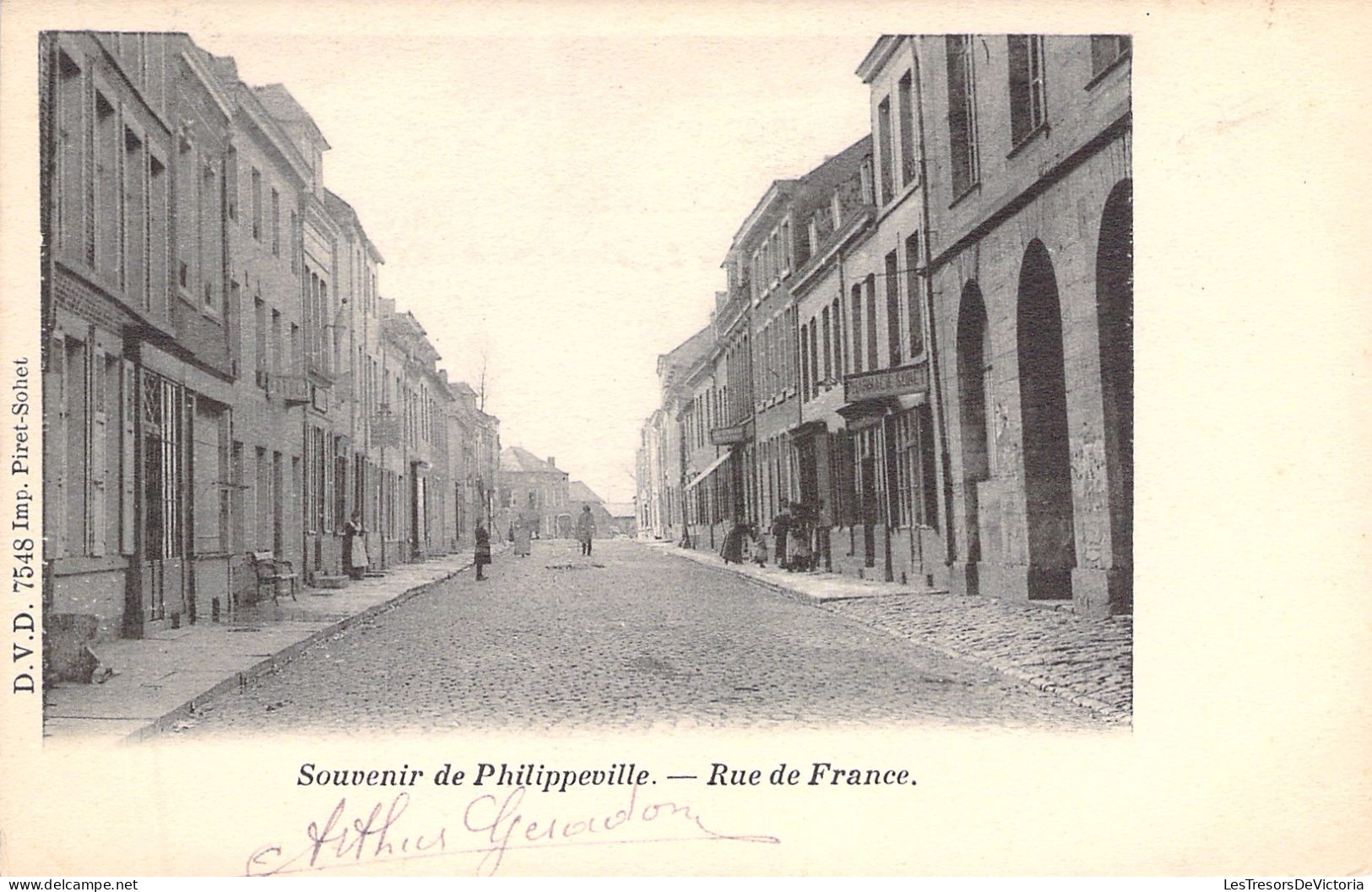 BELGIQUE - Souvenir De Philippeville - Rue De France - D V D - Carte Postale Ancienne - - Philippeville