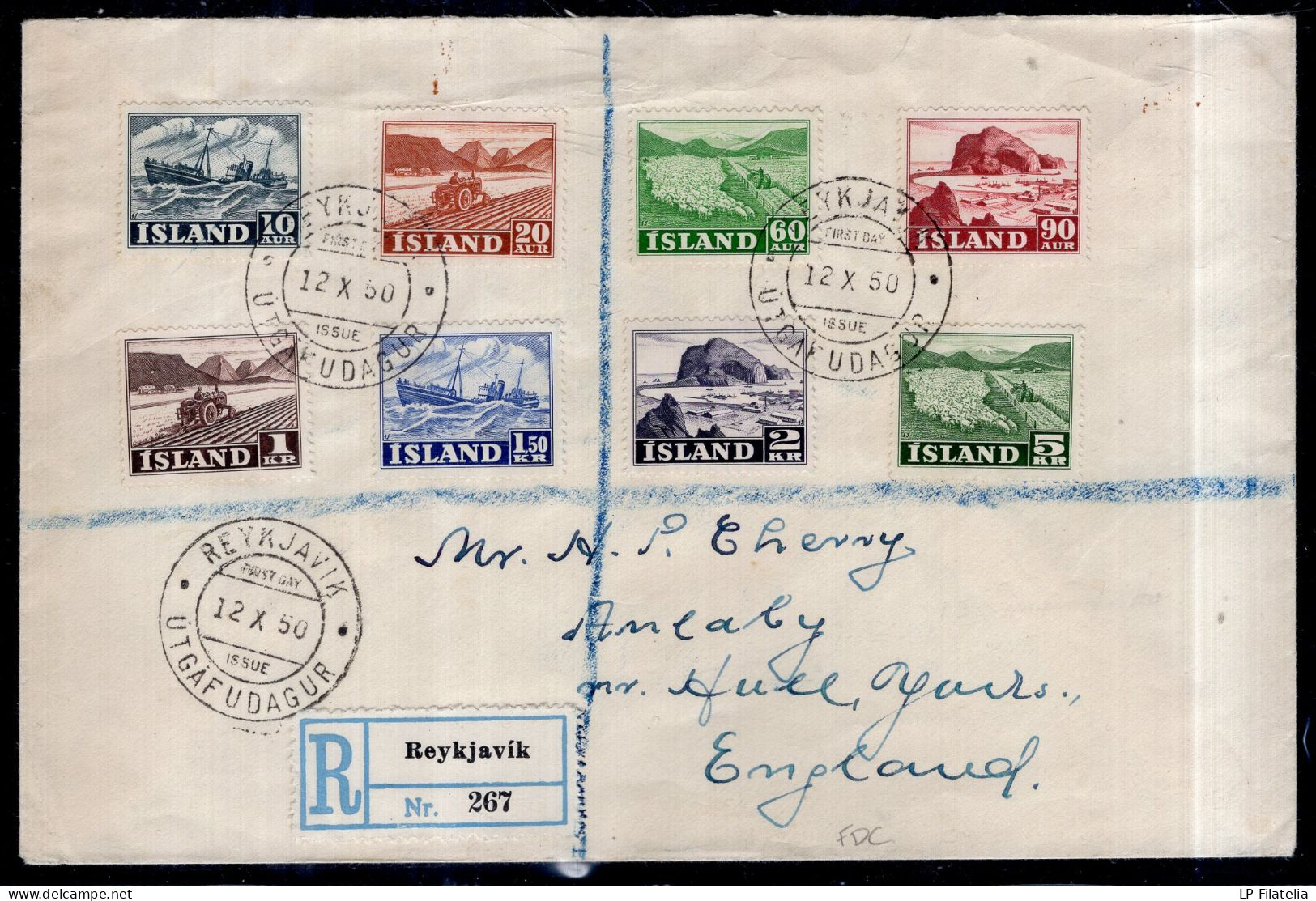 Island - 1950 - Letter - Sent To England - Storia Postale