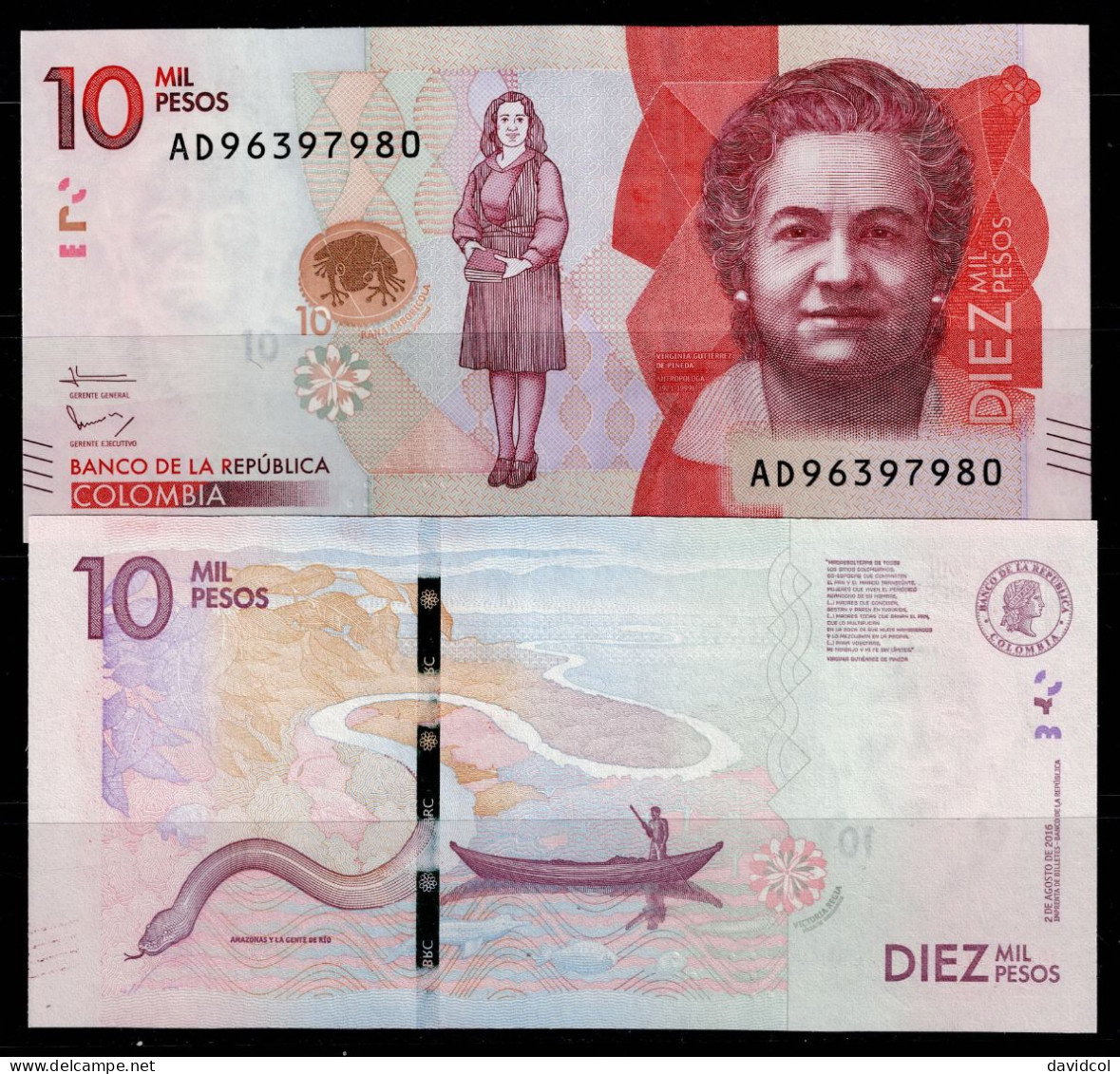 COLOMBIA - 2016 - $ 10.000 - ALMOST UNCIRCULATED. CONDITION 9/10 - Colombie