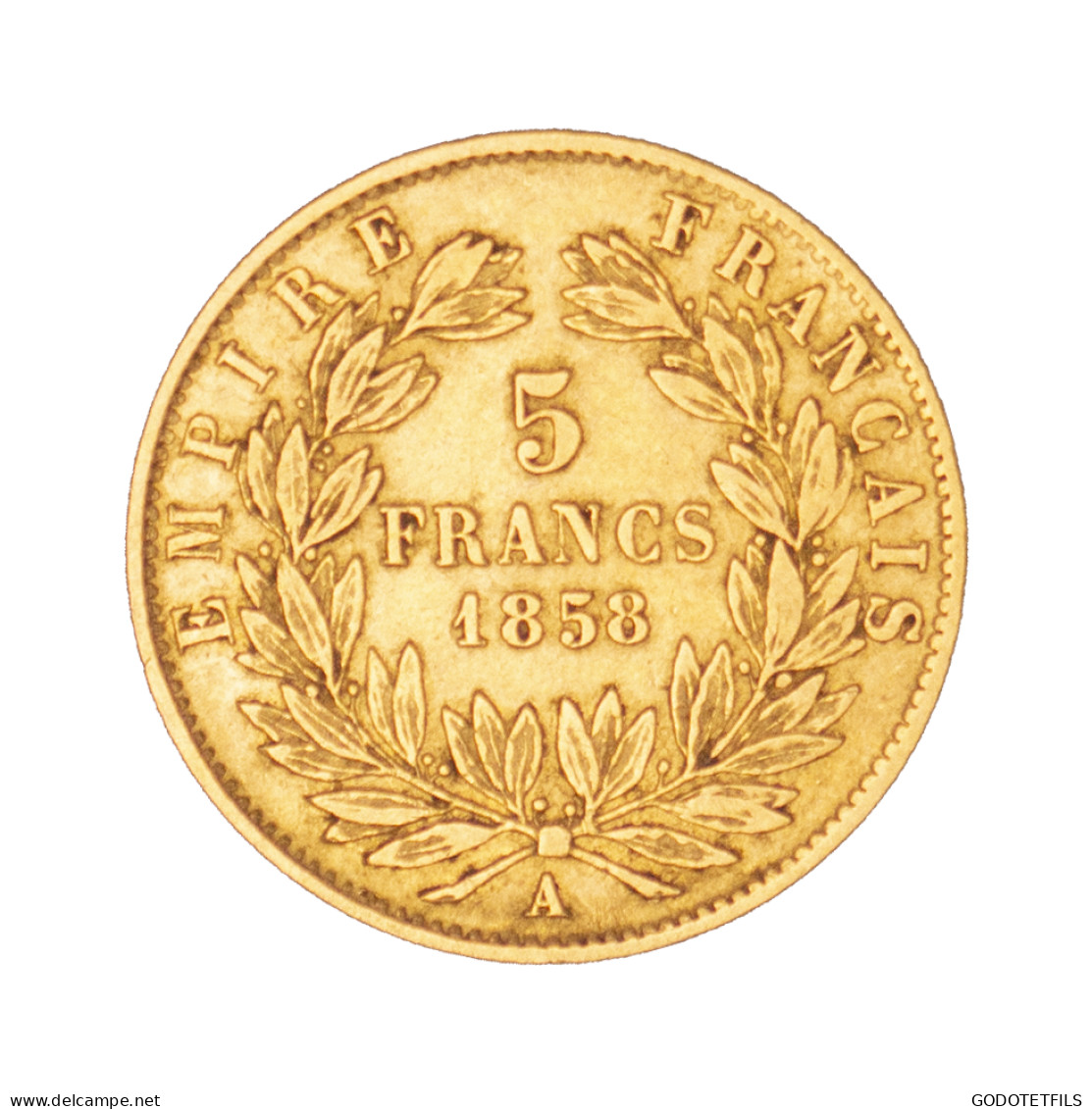 Second-Empire-5 Francs Napoléon III Tête Nue 1858 Paris - 5 Francs (or)