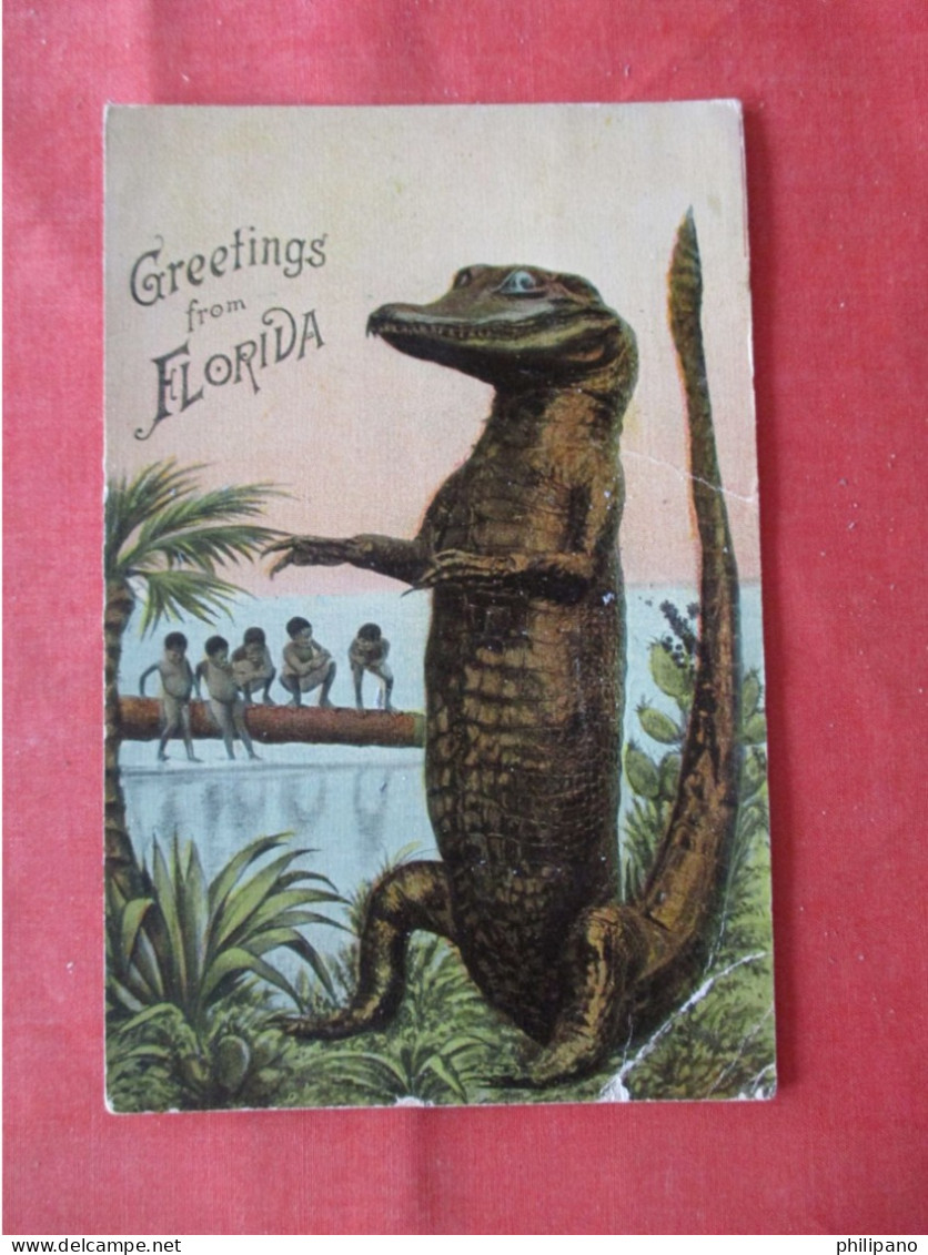 > Black Americana  Alligator. Greetings From Florida    Ref 6230 - Black Americana