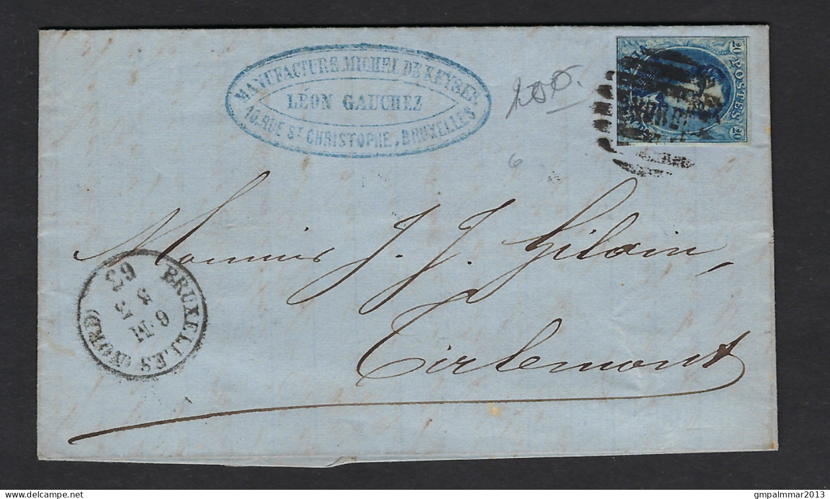 Medaillon 20 Cent Op Brief Van BRUXELLES NORD Naar TIRLEMONT In 1863 ; Details & Staat Zie 3 Scans ! LOT 191 - 1849-1865 Medallones (Otros)