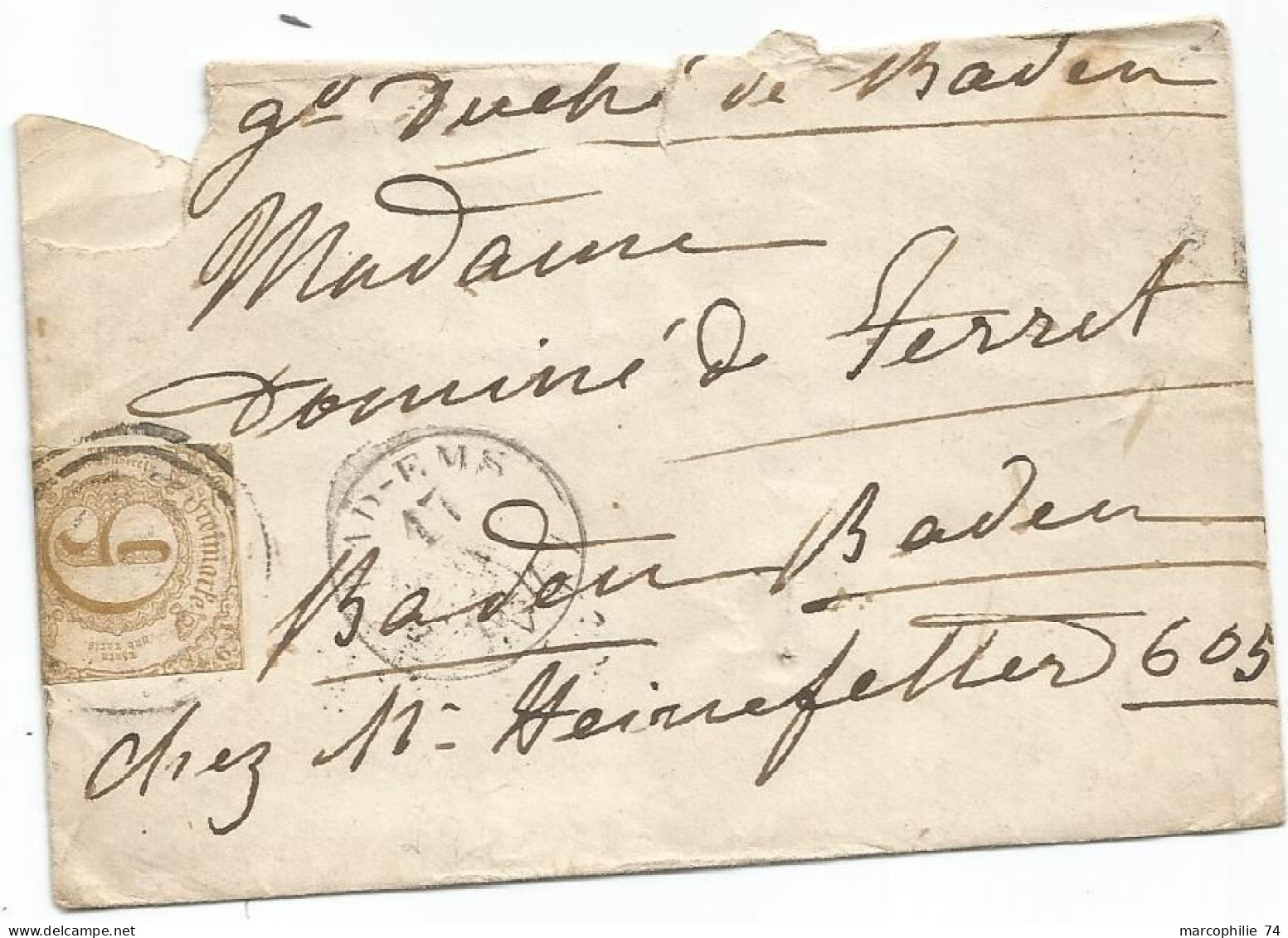 GERMAMY 9K REPLIE LETTRE COVER BRIEF 1864 BADEN B/TB - Cartas & Documentos