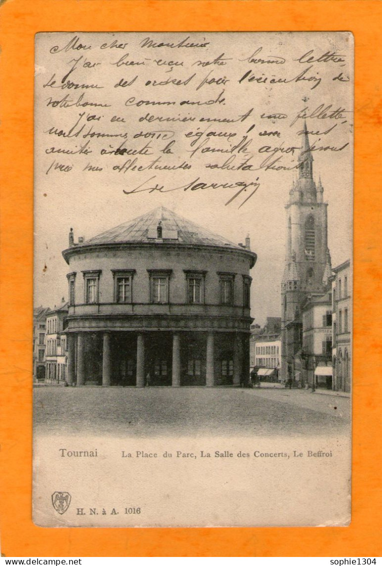 TOURNAI - La Place Du Parc ,la Salle Des Concerts , Le Beffroi - 1906 - - Tournai