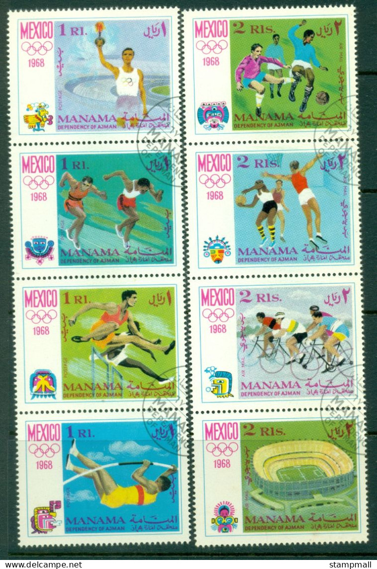 Manama 1968 Mi#77-84 Summer Olympics Mexico CTO - Otros & Sin Clasificación