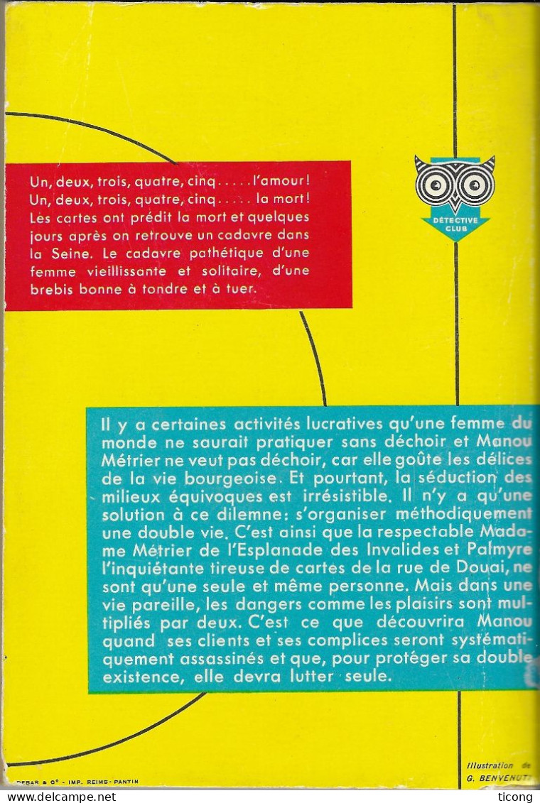 DETECTIVE CLUB DITIS LA CHOUETTE, EDITION ORIGINALE 1959 - LES BREBIS TONDUES DE GENEVIEVE MANCERON, VOIR LES SCANNERS - Ditis - La Chouette