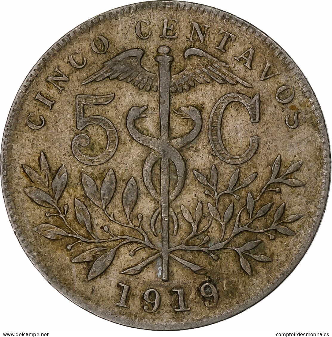 Bolivie, 5 Centavos, 1919, Heaton, Cupro-nickel, TTB - Bolivia