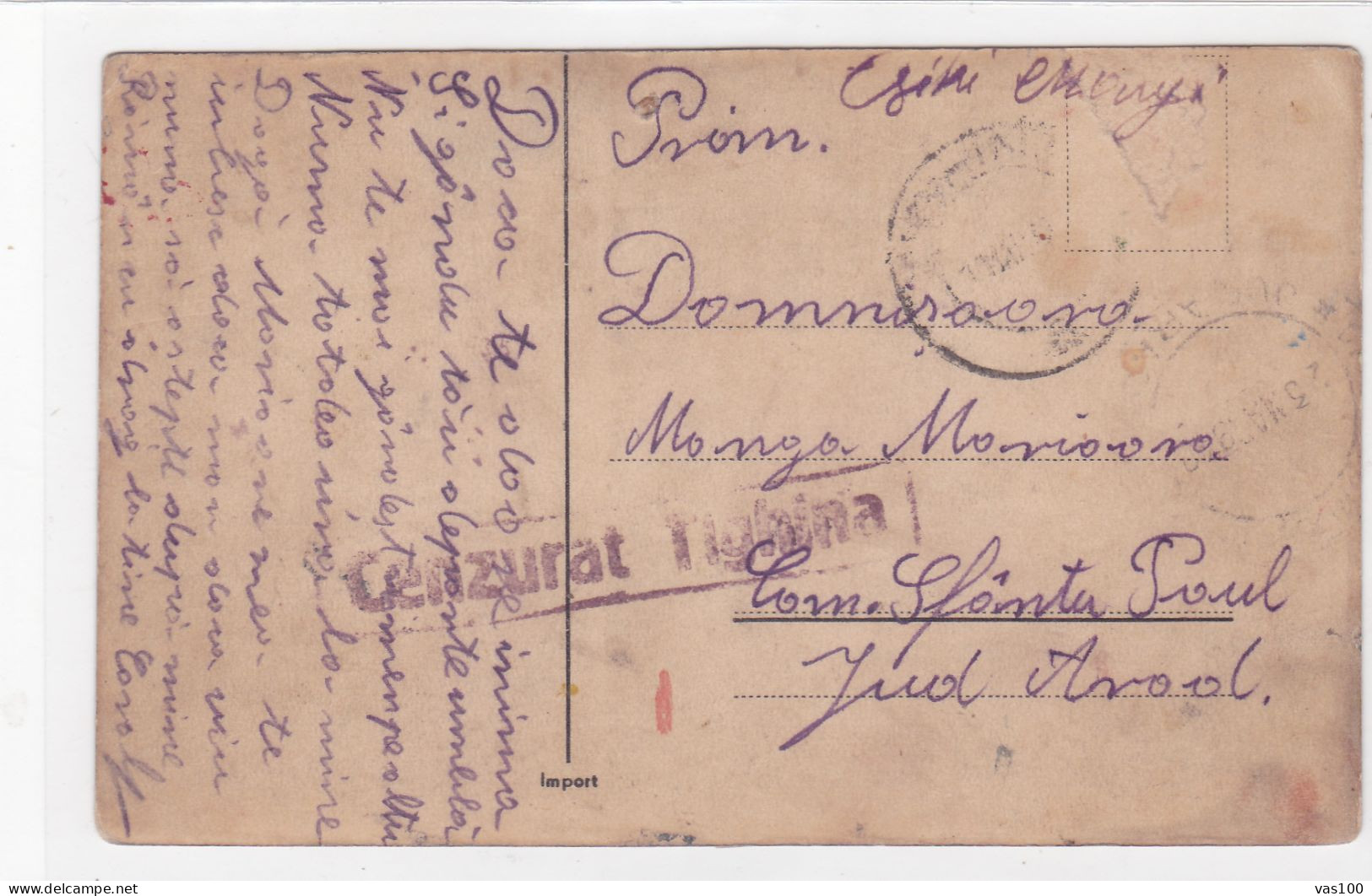 Romanian WWII,BASSARABIE / BESSARABIE,postcard Censored Tighina 1944 - Storia Postale Seconda Guerra Mondiale