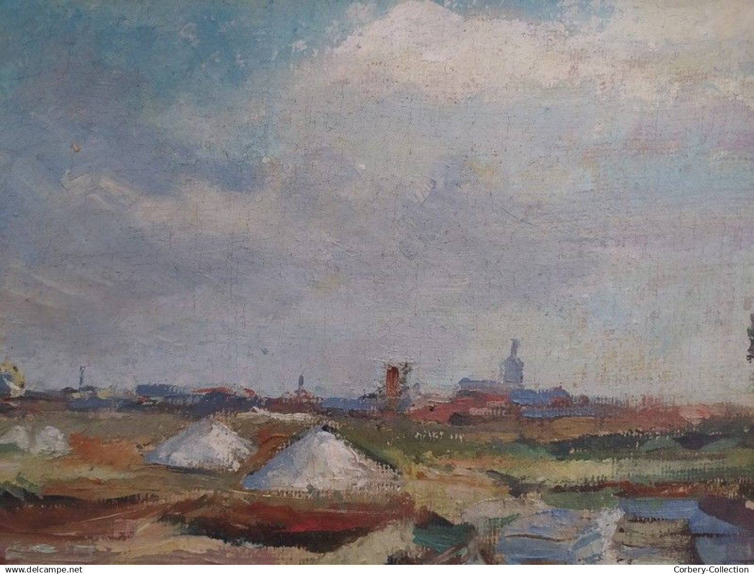 Ancien Tableau Marais Salants Le Croisic Guérande Signé Et Daté 1947 - Huiles