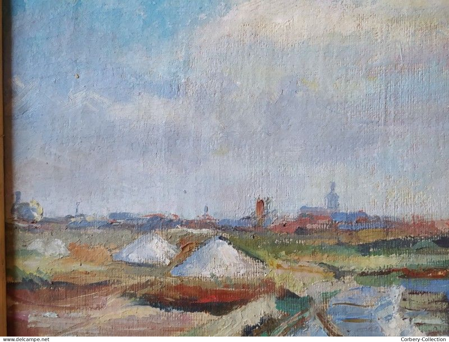 Ancien Tableau Marais Salants Le Croisic Guérande Signé et Daté 1947