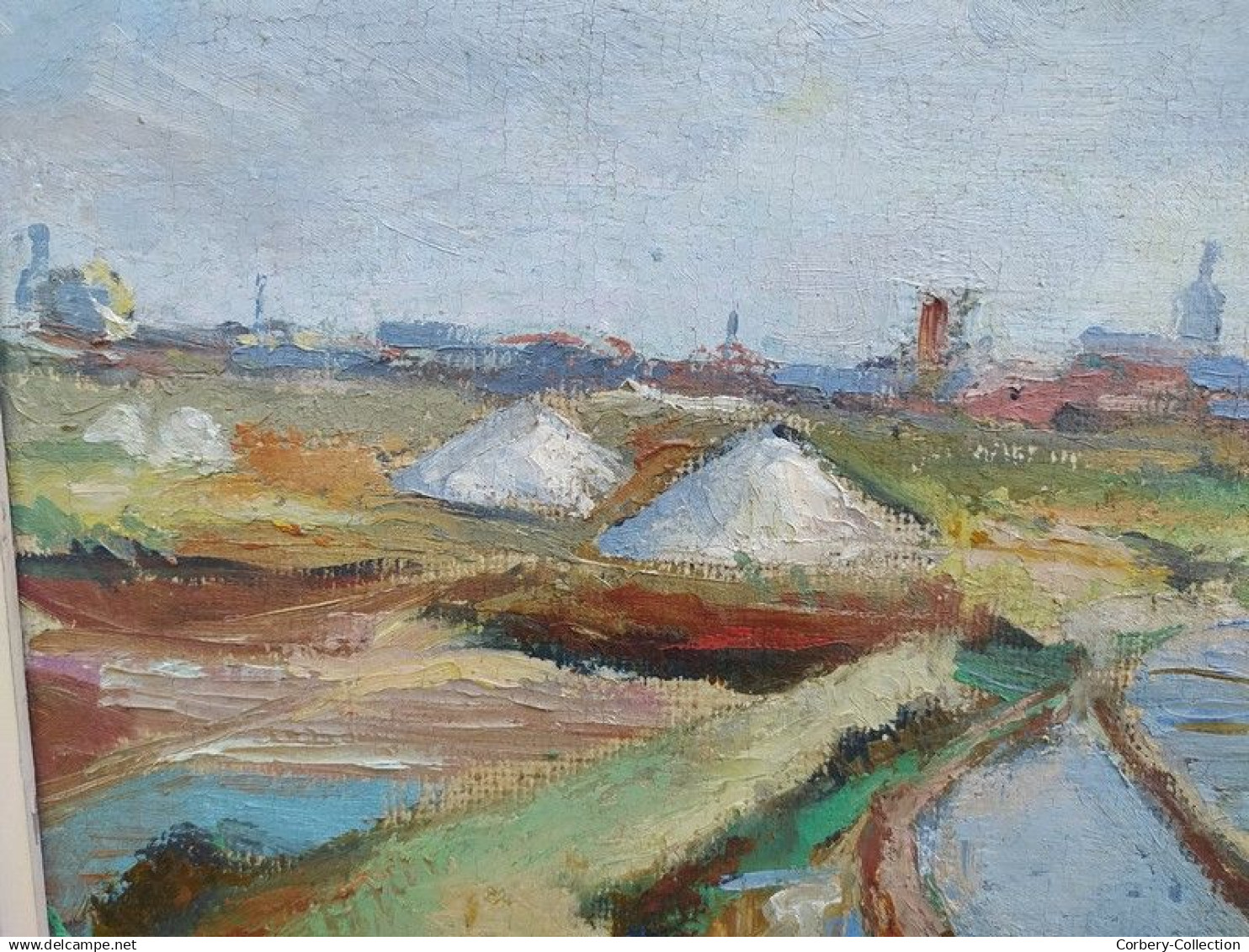 Ancien Tableau Marais Salants Le Croisic Guérande Signé et Daté 1947