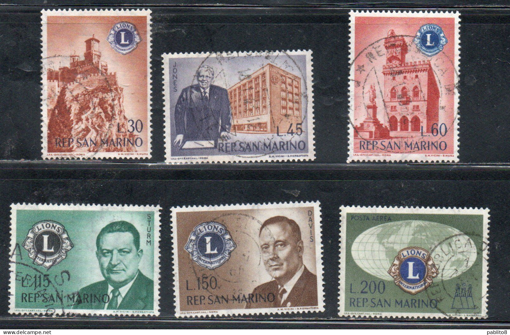 REPUBBLICA DI SAN MARINO 1960 LIONS CLUB SERIE COMPLETA COMPLETE SET USATA USED OBLITERE' - Gebraucht