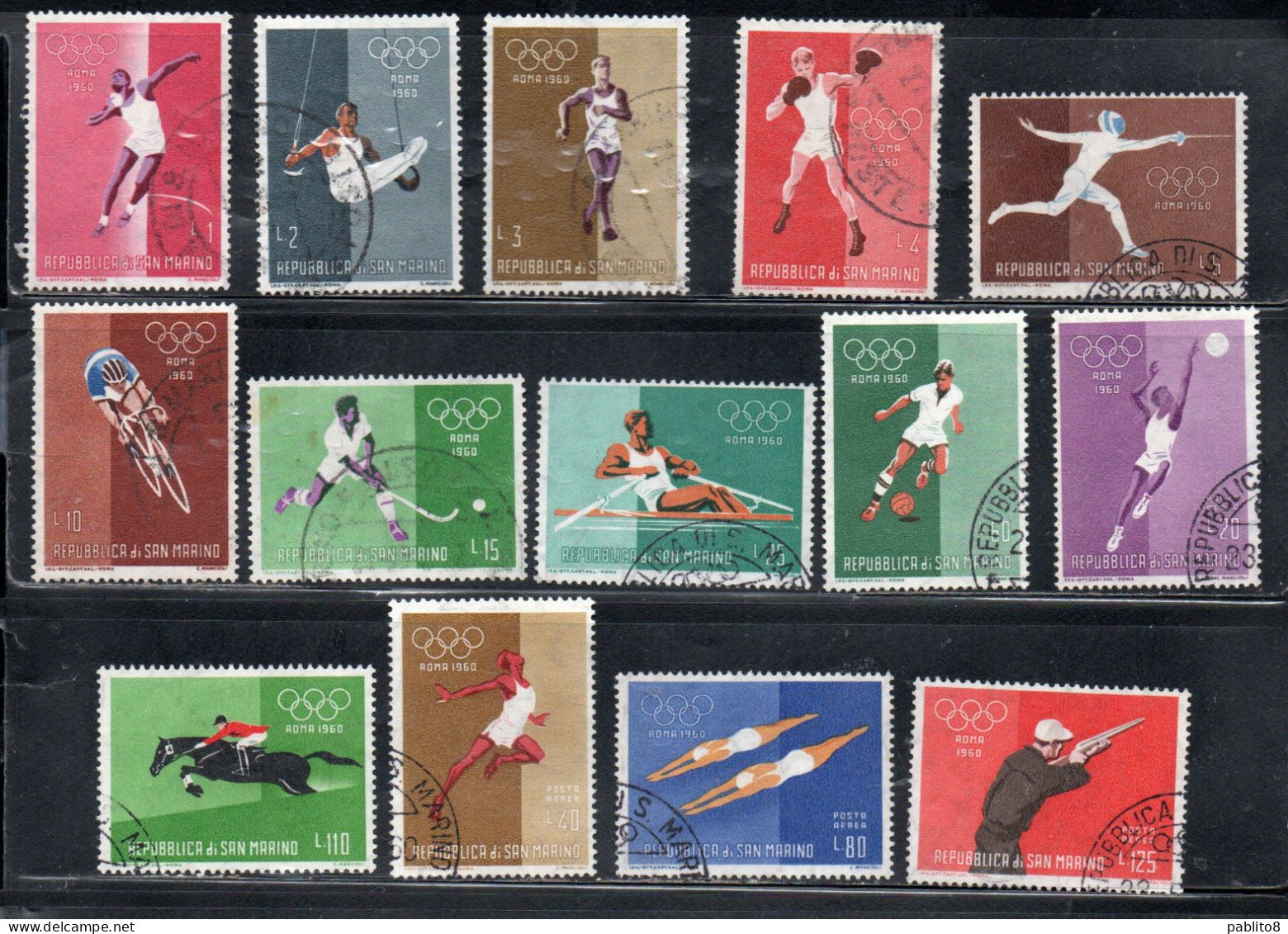 REPUBBLICA DI SAN MARINO 1960 GIOCHI OLIMPICI ROMA OLYMPIC GAMES ROME SERIE COMPLETA SET USATA USED OBLITERE' - Used Stamps