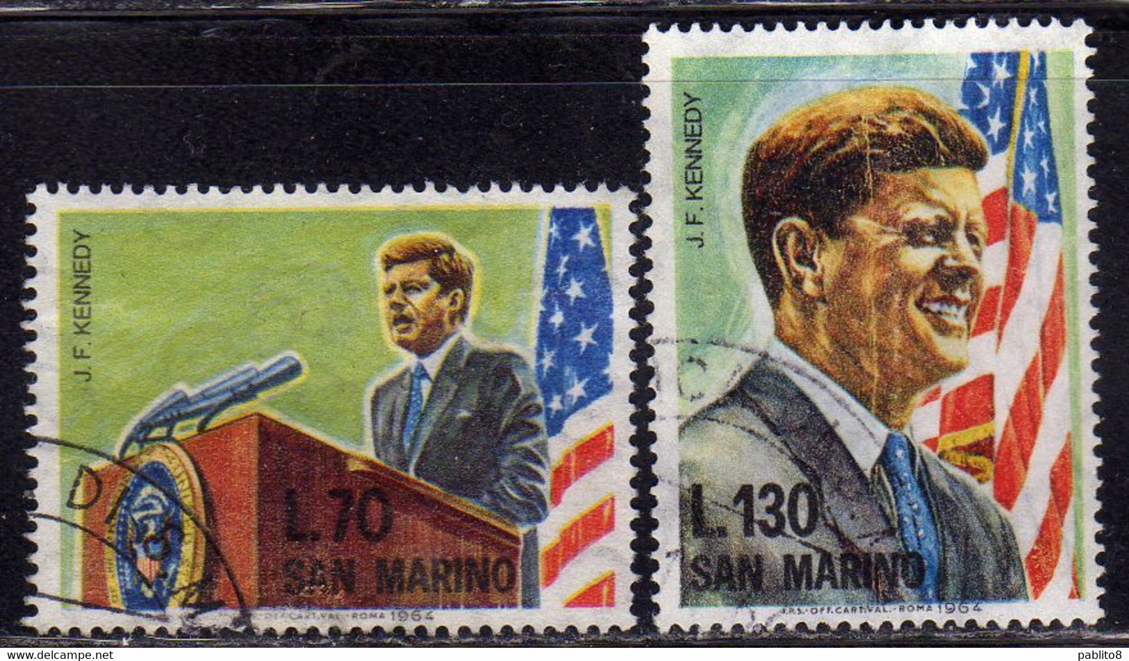 REPUBBLICA DI SAN MARINO 1964 PRESIDENTE DEGLI STATI UNITI J.F.KENNEDY SERIE COMPLETA COMPLETE SET USATA USED OBLITERE' - Gebraucht