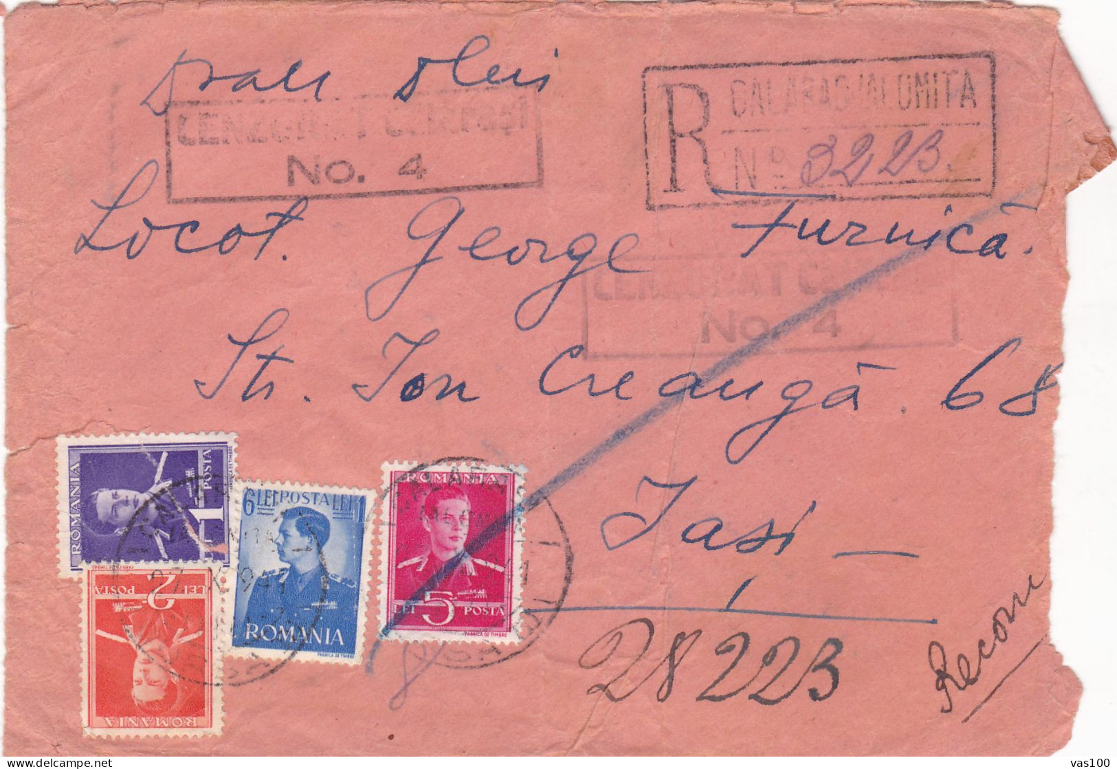 1941 Romania, WW2  REGISTERED COVER , Censorship, CALARASI - Storia Postale Seconda Guerra Mondiale