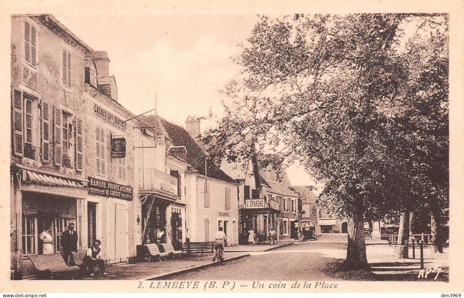 LEMBEYE (Pyrénées-Atlantiques) - Un Coin De La Place - Ecrit 1948 (2 Scans) Graveral à Marthe Theisseu Paris 14e - Lembeye