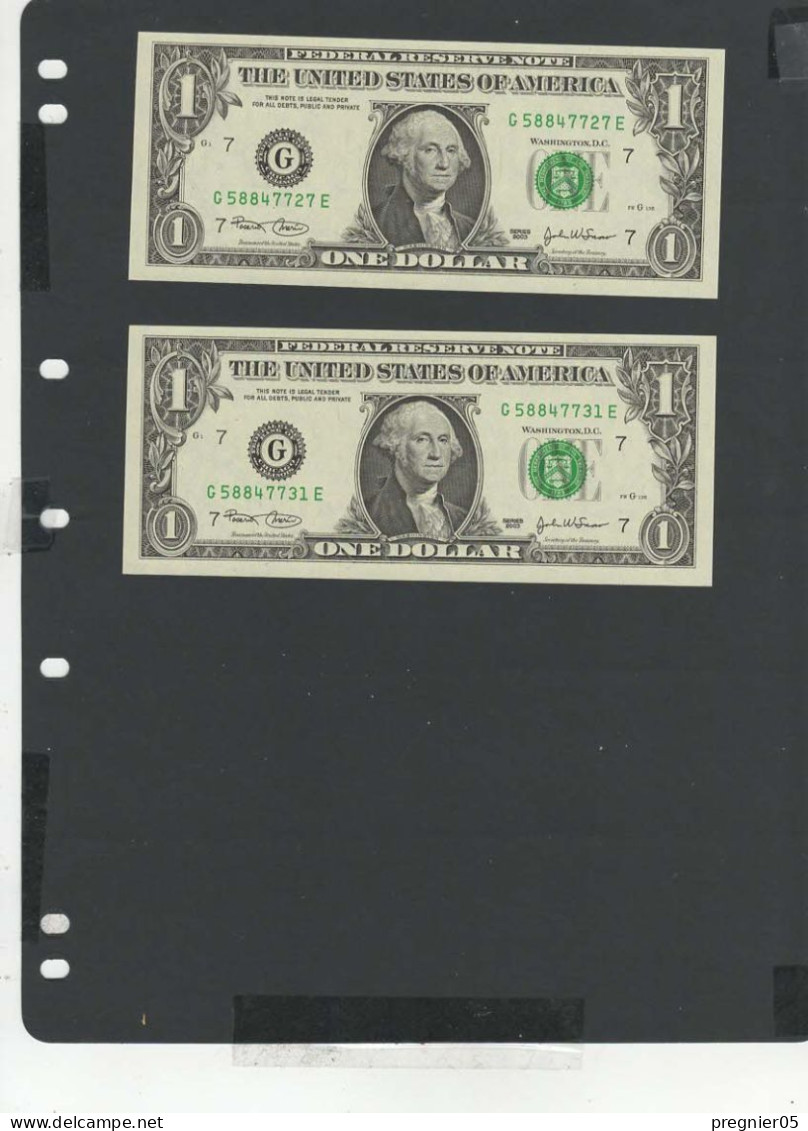 USA - LOT 2 Billets 1 Dollar 2003 NEUF/UNC P.515a § G 727 + 731 - Federal Reserve (1928-...)